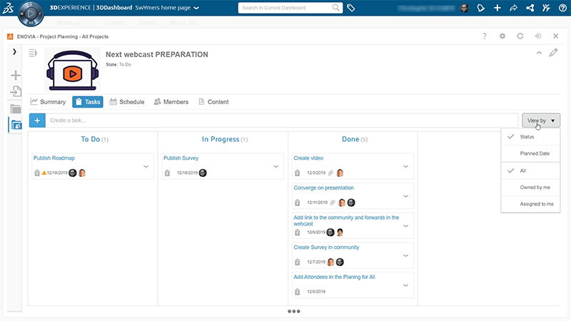 3DEXPERIENCE WORKS Project Planner